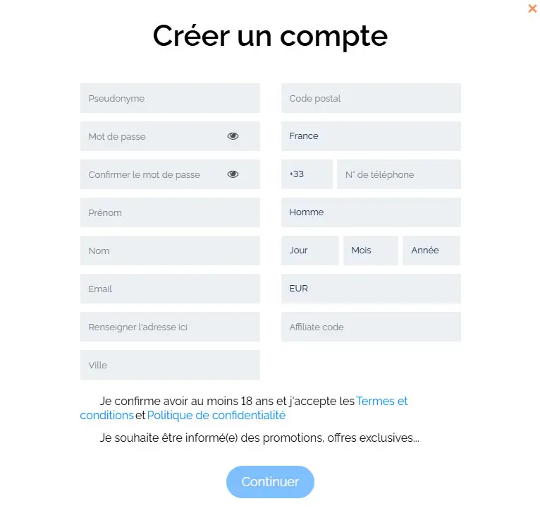 Processus d'inscription CryptoLeo Casino